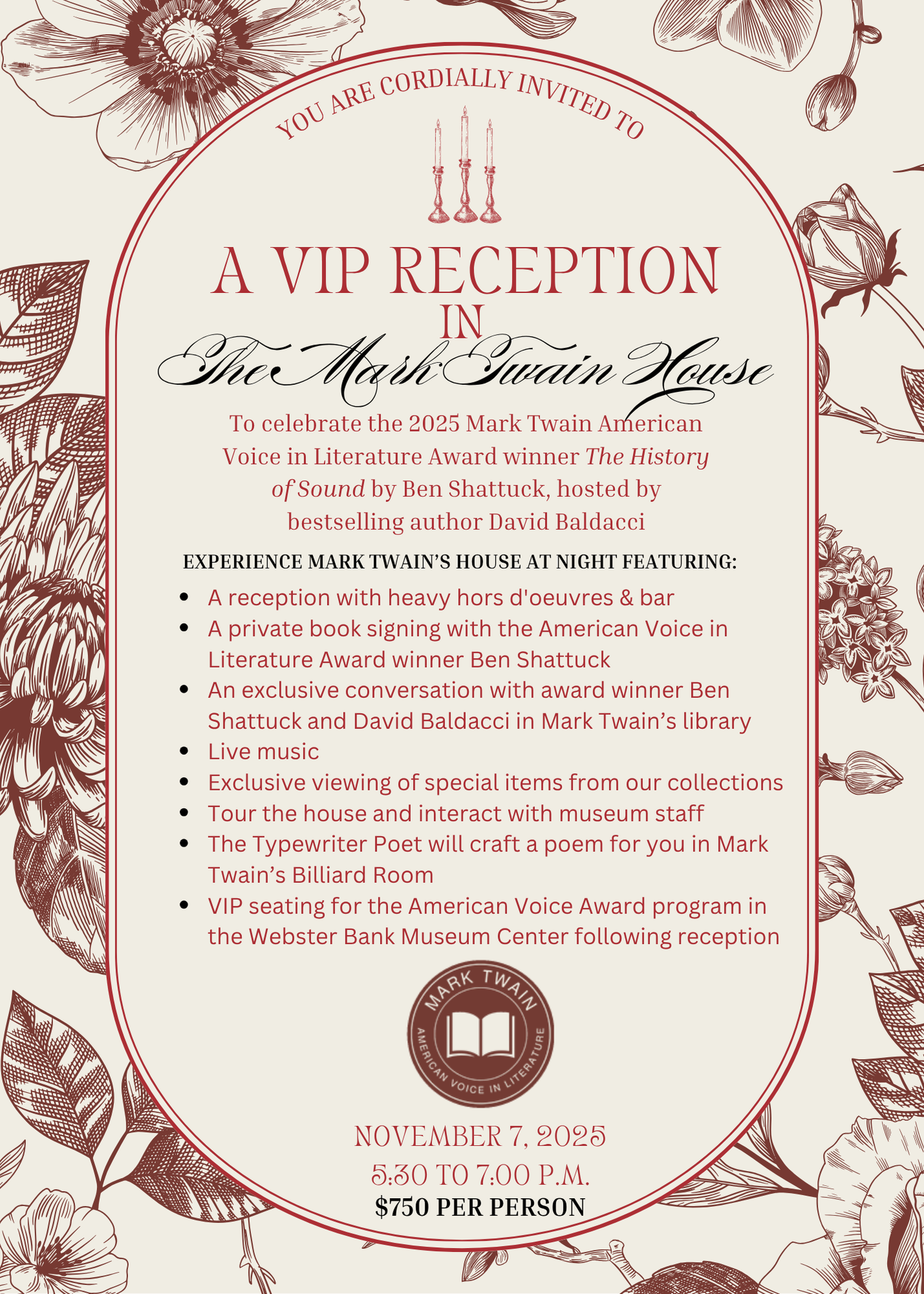 VIP Reception in The Mark Twain House